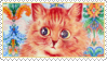 a deviantart stamp with a painting by Louis Wain of an orange cat on a floral background